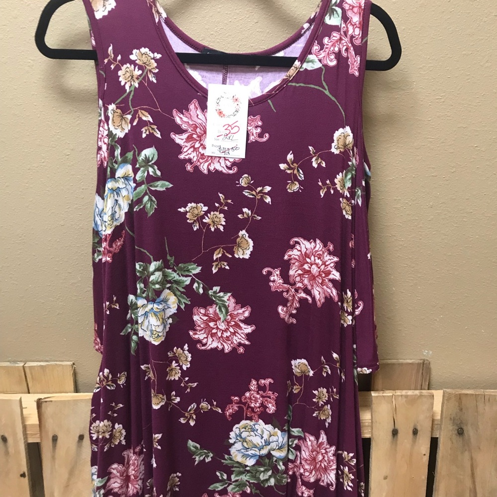 Cold Shoulder Maroon Floral Dress